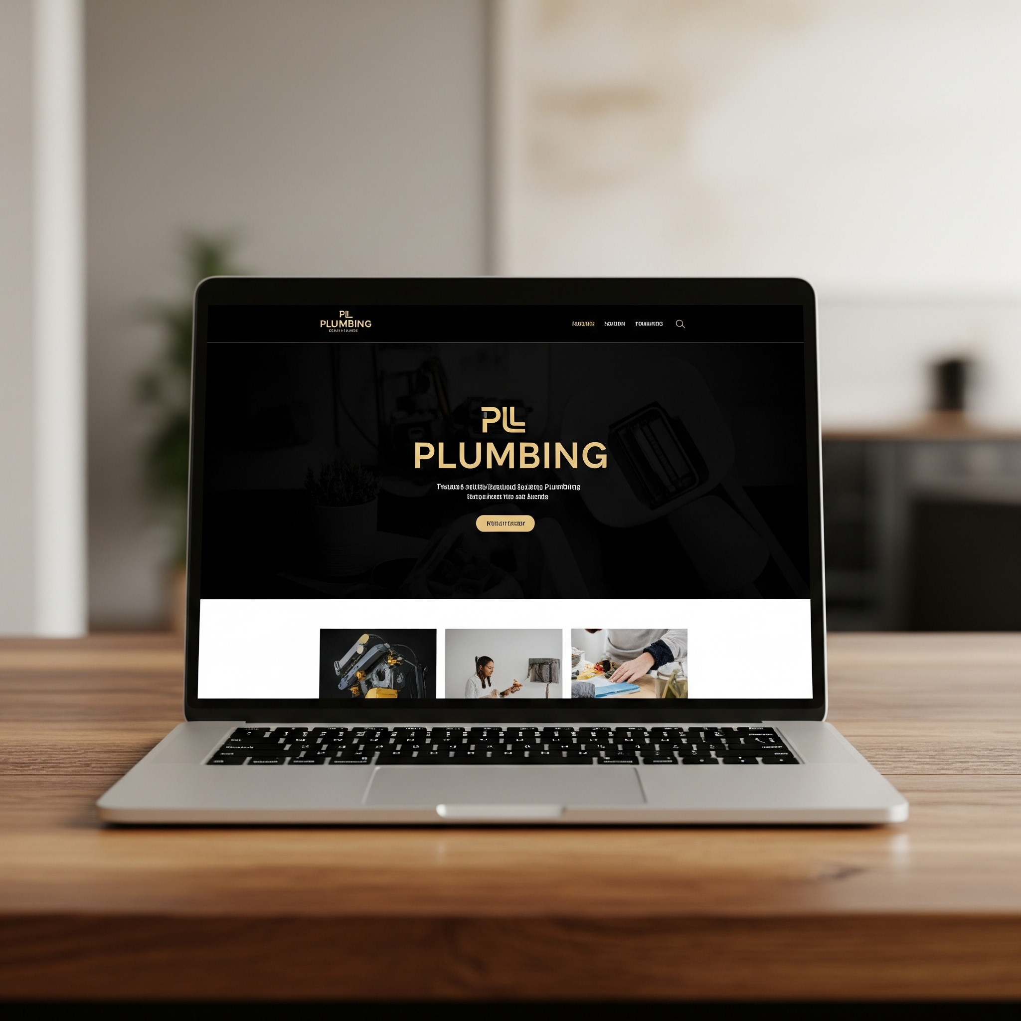 Laptop displaying professional plumbing website